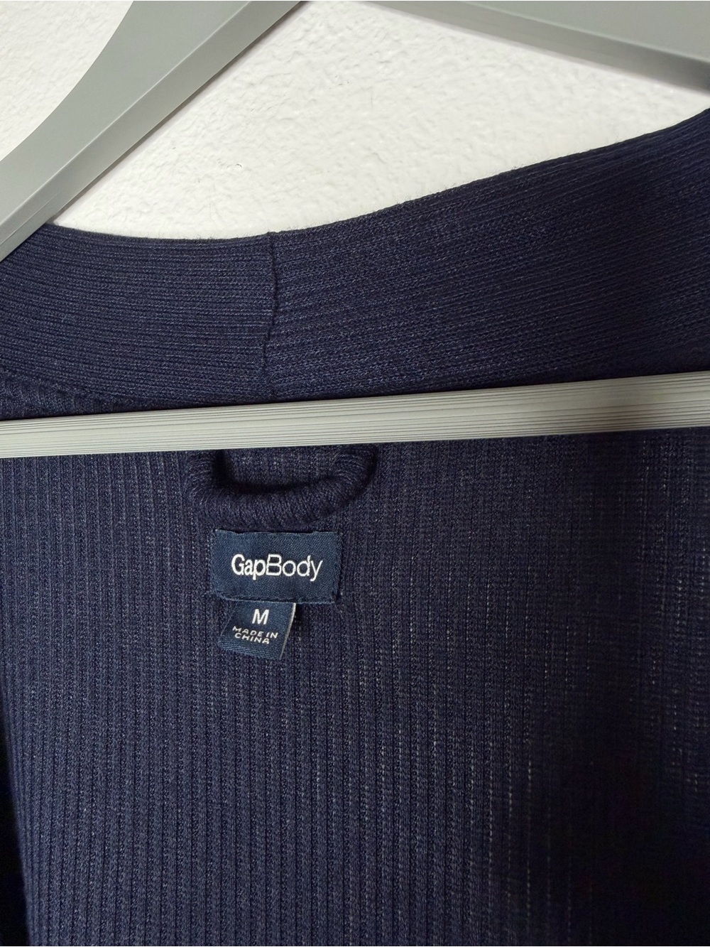 GapBody Ribbed Belted Robe Wrap Navy - size M - Picture 2 of 8